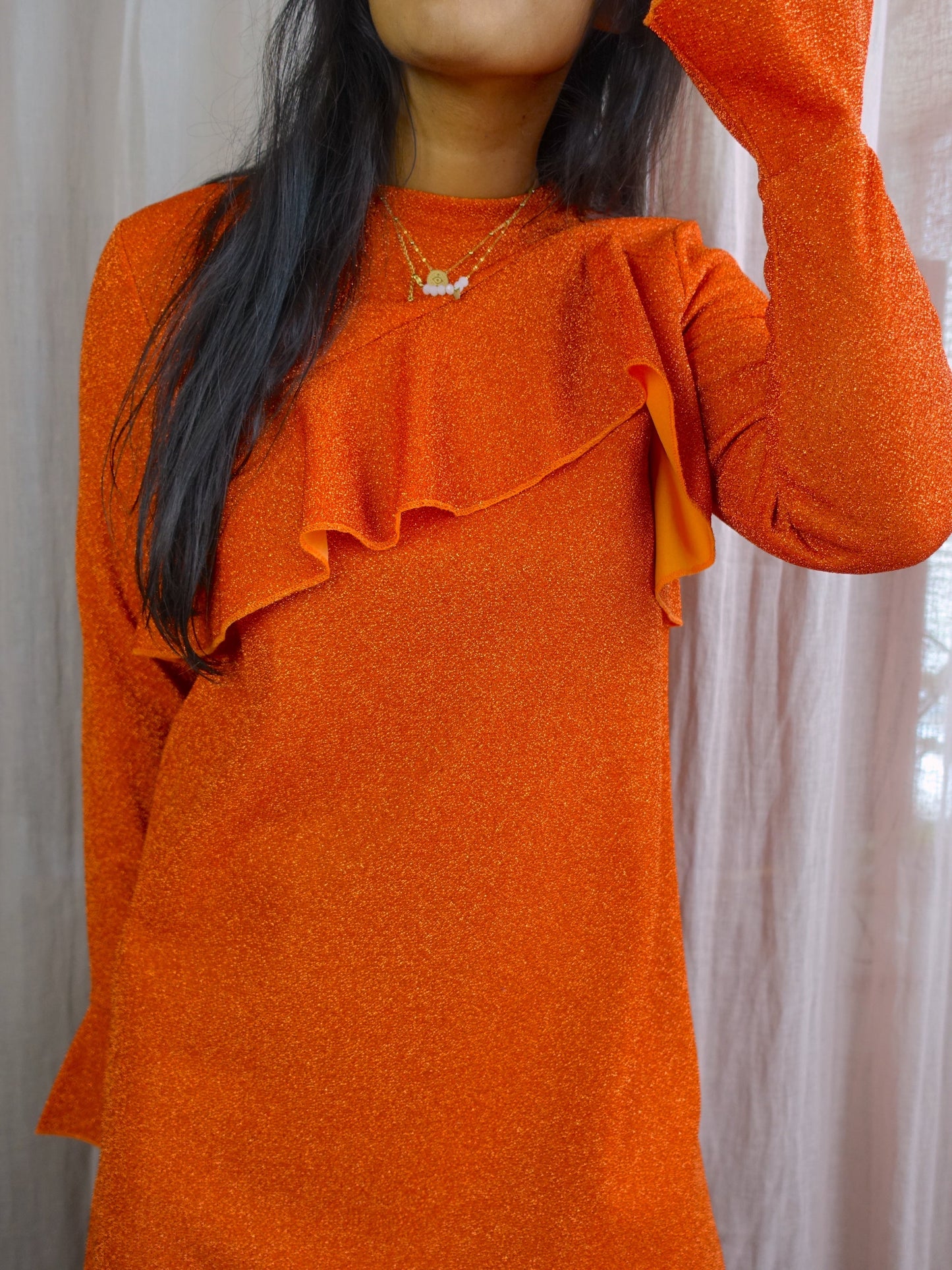 Hofmann Copenhagen Sorella glitter jurk tangerine