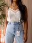 Homage straight leg embroidery detail jeans vintage blue