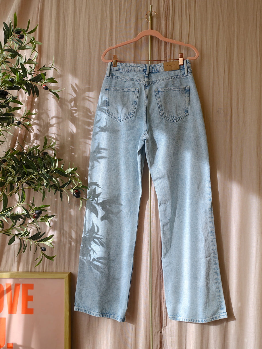 Homage straight leg embroidery detail jeans vintage blue