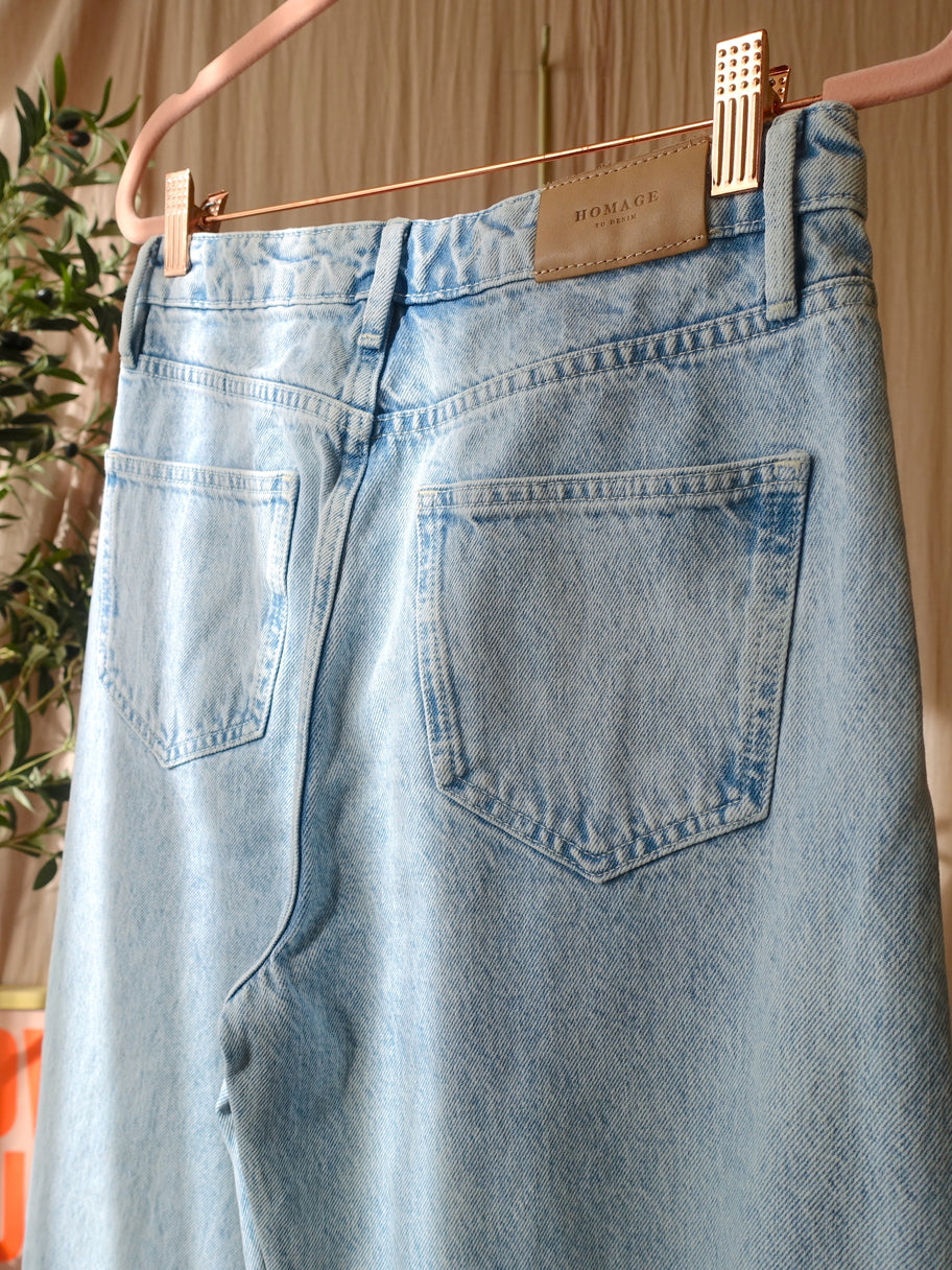 Homage straight leg embroidery detail jeans vintage blue
