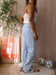 Homage straight leg embroidery detail jeans vintage blue