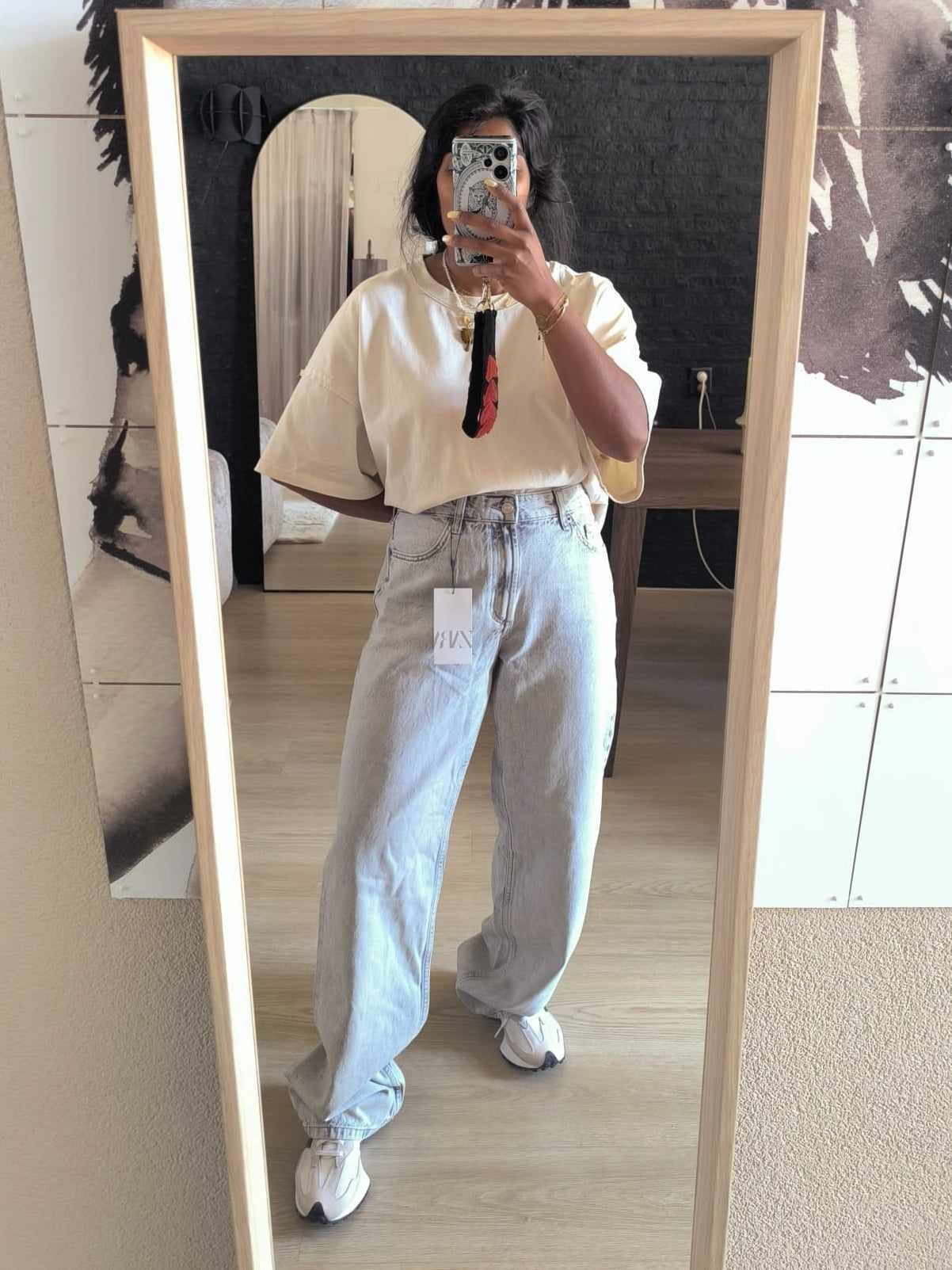 Zara the mid rise full length wide jeans