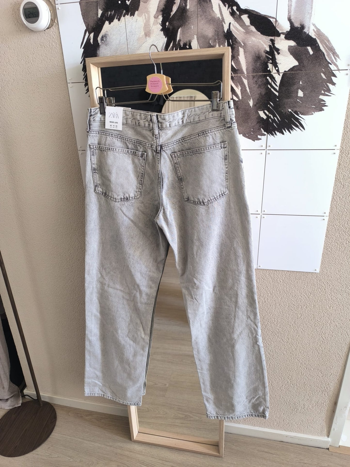 Zara the mid rise full length wide jeans