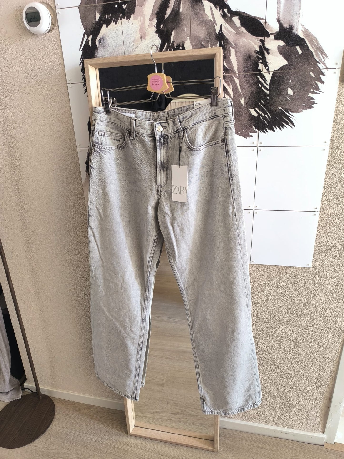 Zara the mid rise full length wide jeans