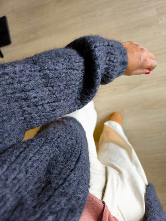 Luisa Cerano woolmix knit cardigan antraciet