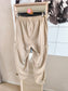 Ulla Popken vegan leather cropped cargo pants sand
