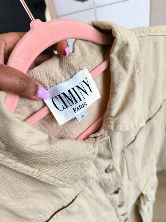 Denim boiler jumpsuit beige