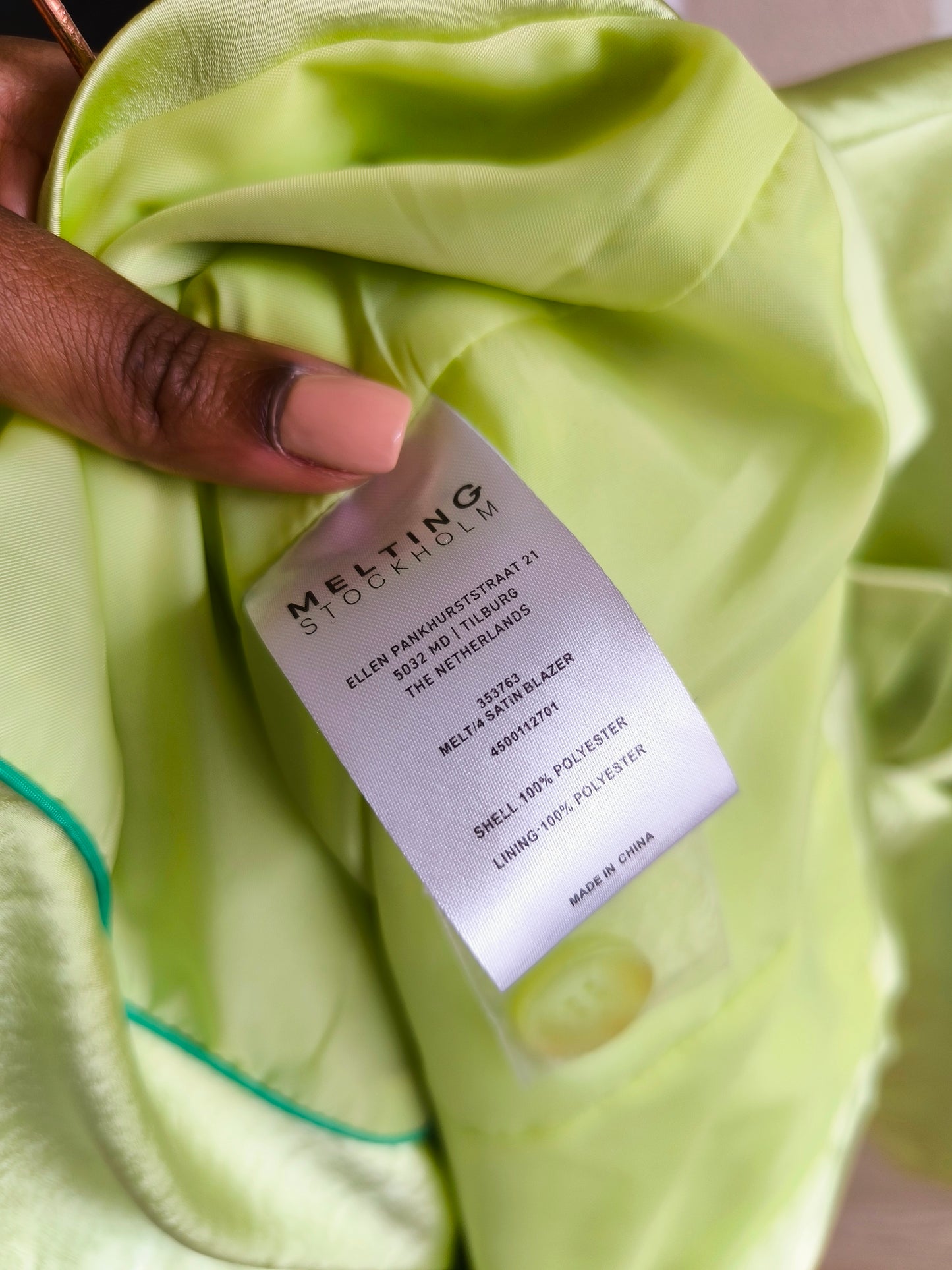 Melting Stockholm satin blazer lime