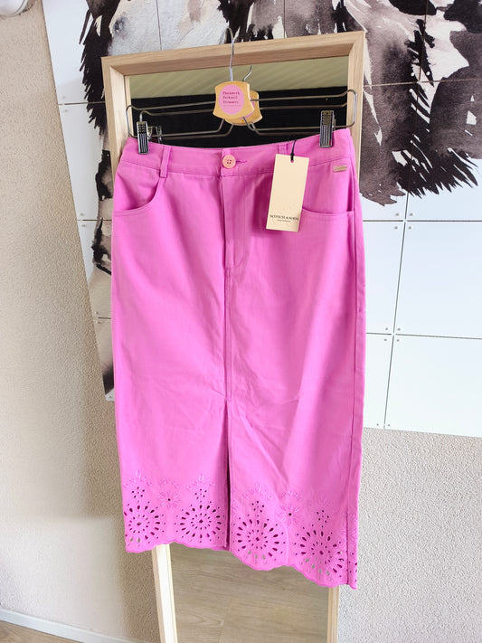 Scotch & Soda organic cotton broderie midi rok orchid
