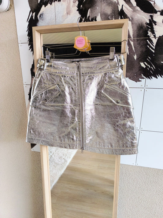 Scotch & Soda premium metallic leather rok zilver