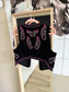Costes velvet embroidered gilet zwart