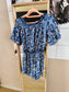 Pepe Jeans linnen playsuit offshoulder kobalt / wit
