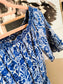 Pepe Jeans linnen playsuit offshoulder kobalt / wit