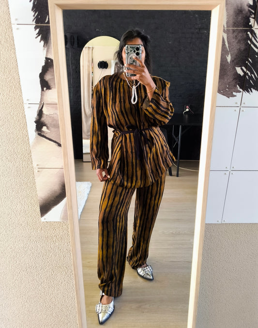 Zara Studio co-ord powersuit cognac (top + broek)