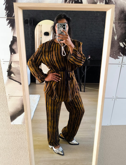 Zara Studio co-ord powersuit cognac (top + broek)