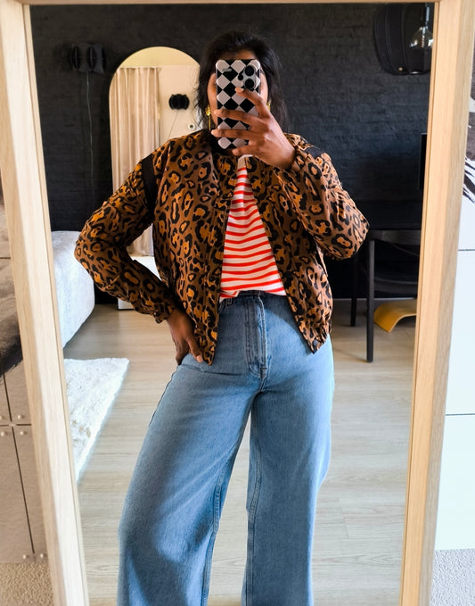 Shoeby jacquard leopard cropped bomber