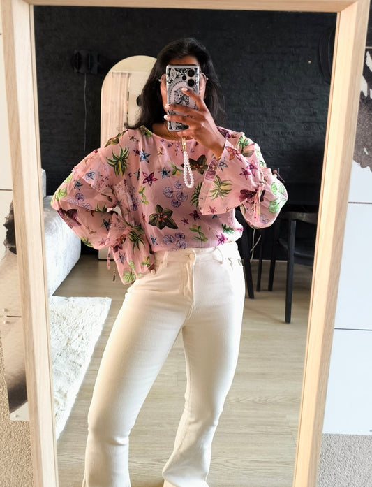 Luisa Cerano 100% silk floral top