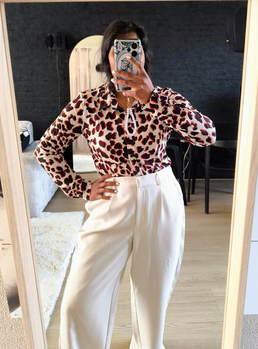 Andco Woman travel quality animal print blouse