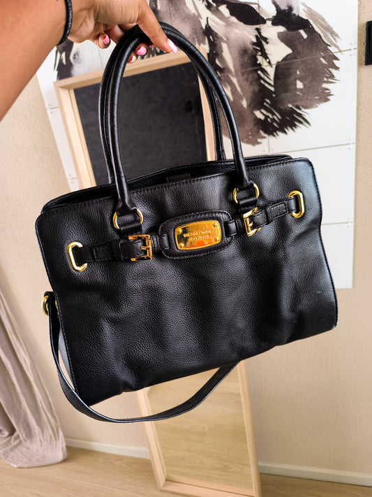 Michael Kors Hamilton east west large soft leather satchel tote black