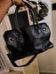 Michael Kors Hamilton east west large soft leather satchel tote black