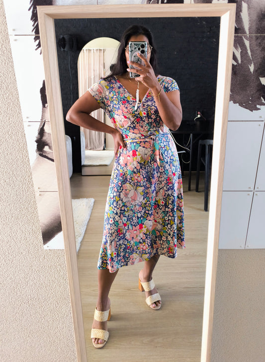 King Louie floral print midi stretch jurk