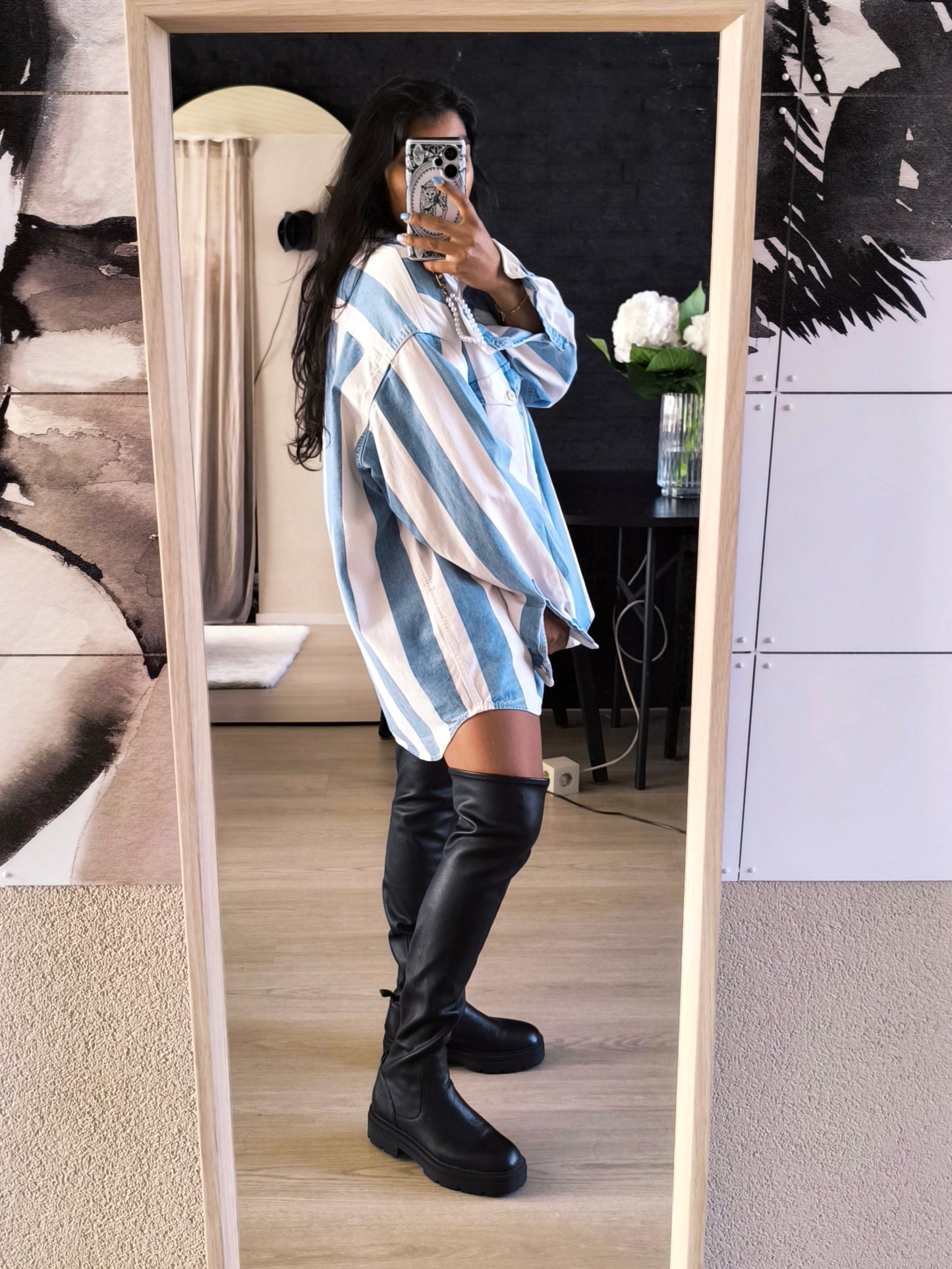 Sacha Premium leather overknee boots jet black