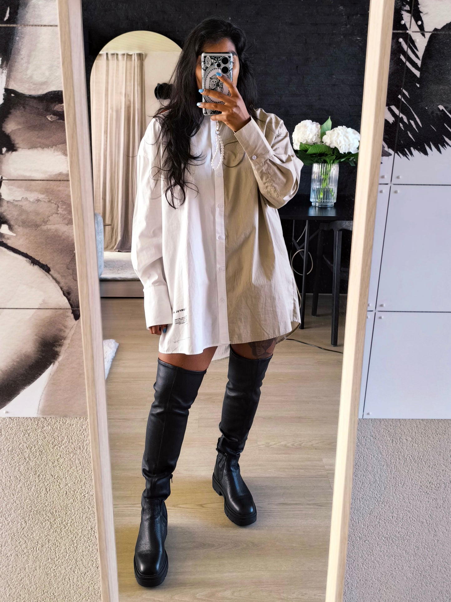 Sacha Premium leather overknee boots jet black