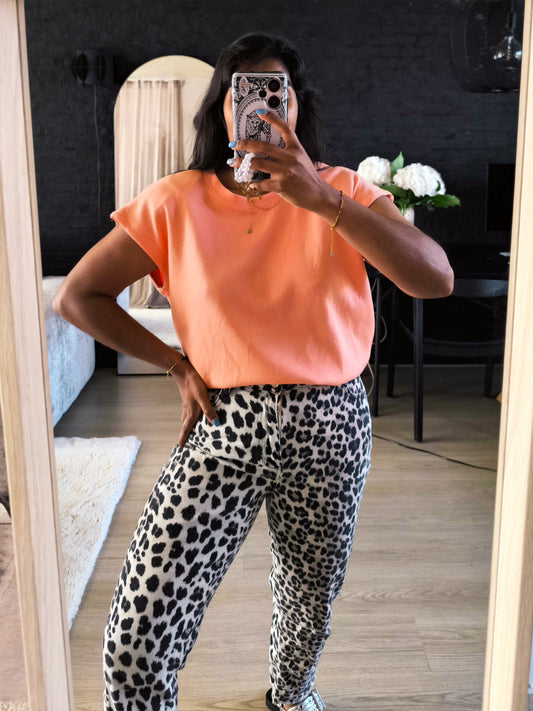 Inwear Issa shoulder padded modal top peach