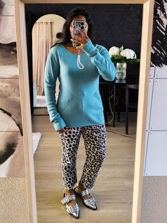 Caroline Biss fine knit longsleeve turquoise