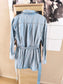 Rigid denim jurk met ceintuur light indigo