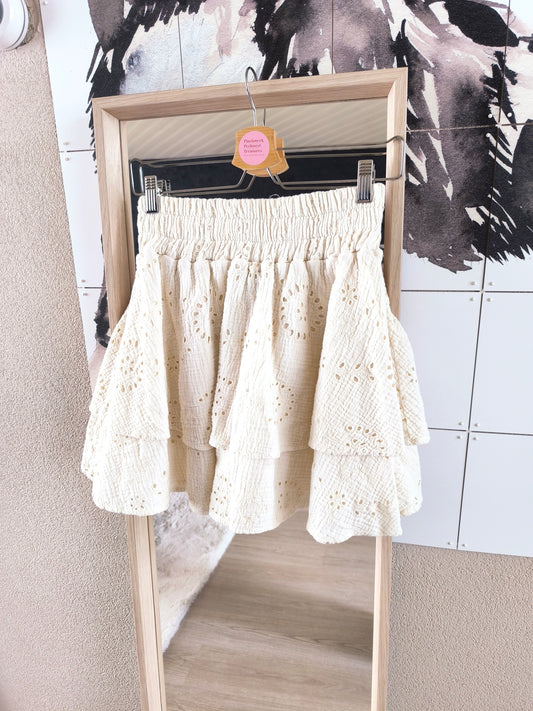 Amaya Amsterdam Belle embroidered mousseline rok ecru