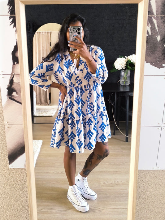 Zara the carrie dress loose fit wit / kobalt