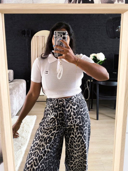 Miu Miu cropped crochet polo wit