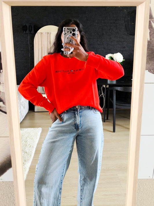 Tommy Hilfiger logo embroidery sweater rood