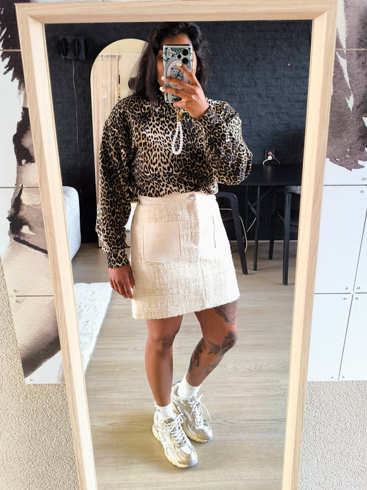 Ba&sh Filea bouclé tweed rok ecru