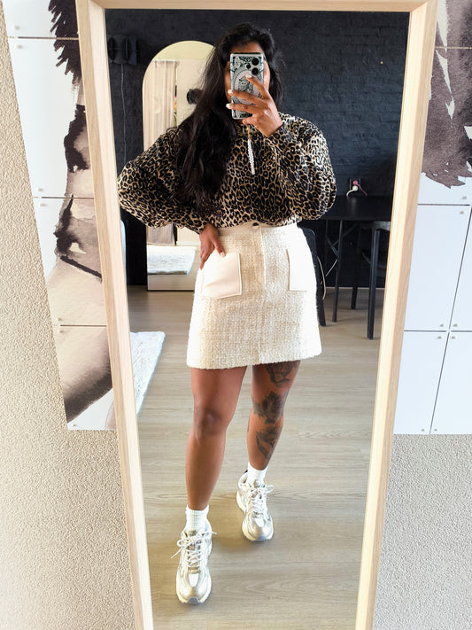 Ba&sh Filea bouclé tweed rok ecru