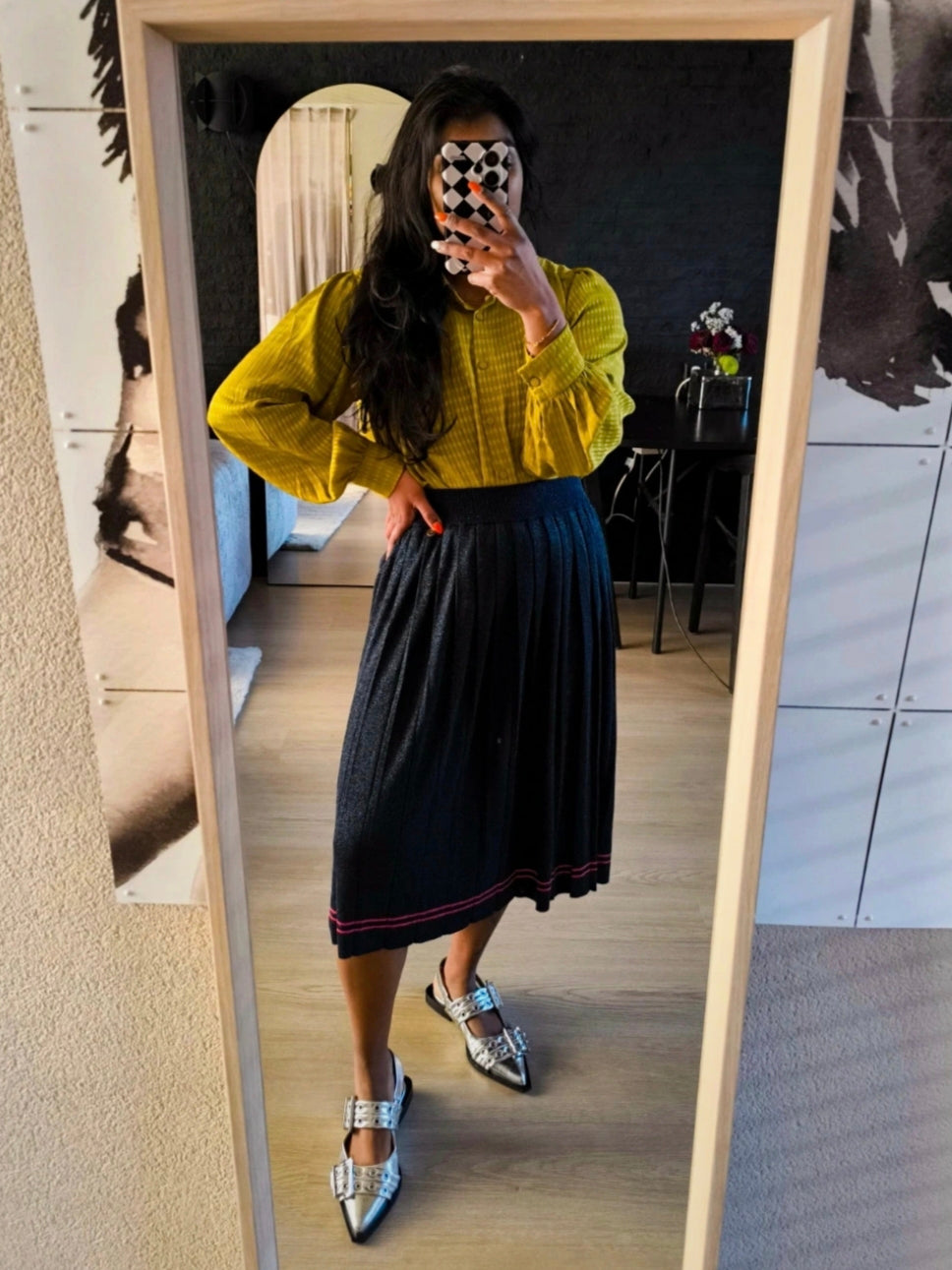 10FEET lurex plissé rok navy
