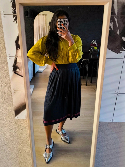 GRATIS BIJ BESTEDING V.A. €100 - 10FEET lurex plissé rok navy