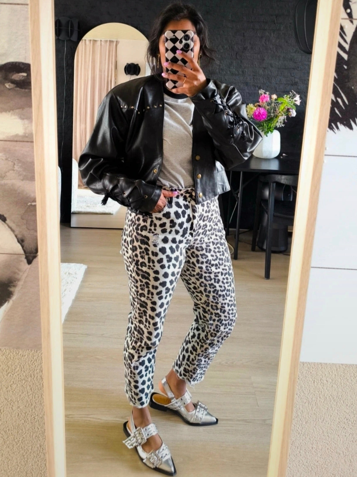 Vintage Prestige uniek lederen jack met studs zwart