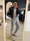 Vintage Prestige uniek lederen jack met studs zwart