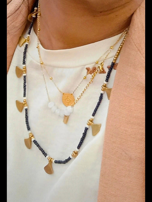 À la beads & messing ketting zwart / goud