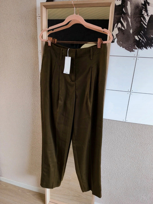 Mango tencel tapered pantalon dark olive