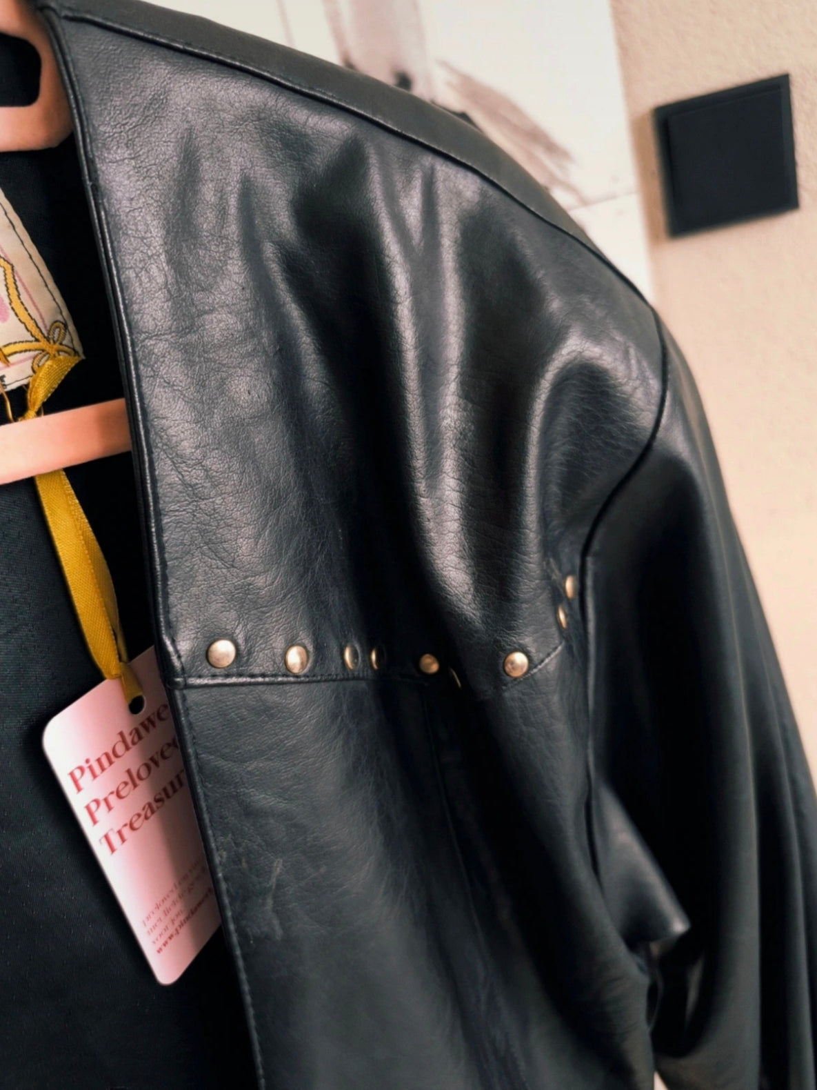 Vintage Prestige uniek lederen jack met studs zwart