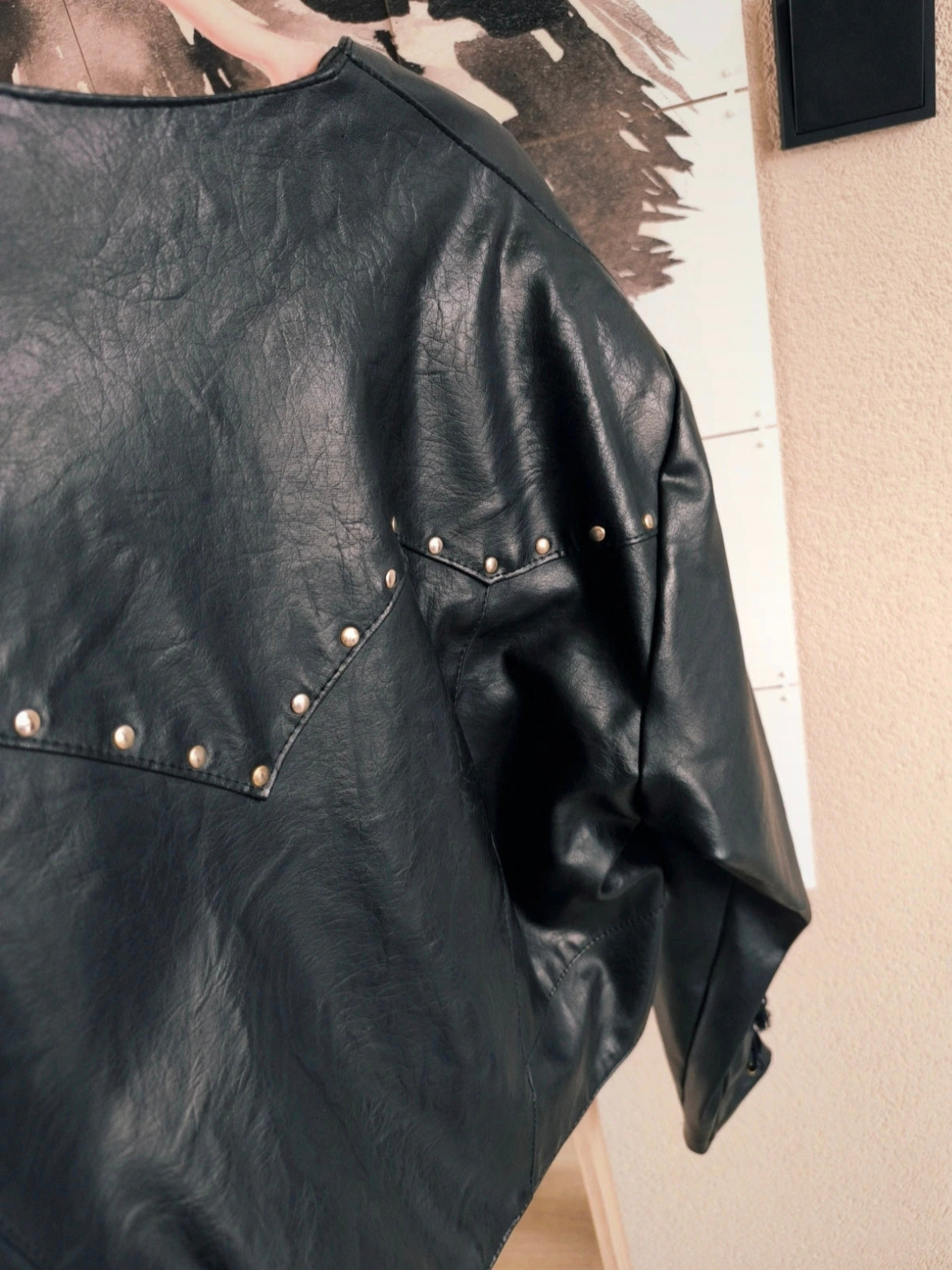 Vintage Prestige uniek lederen jack met studs zwart