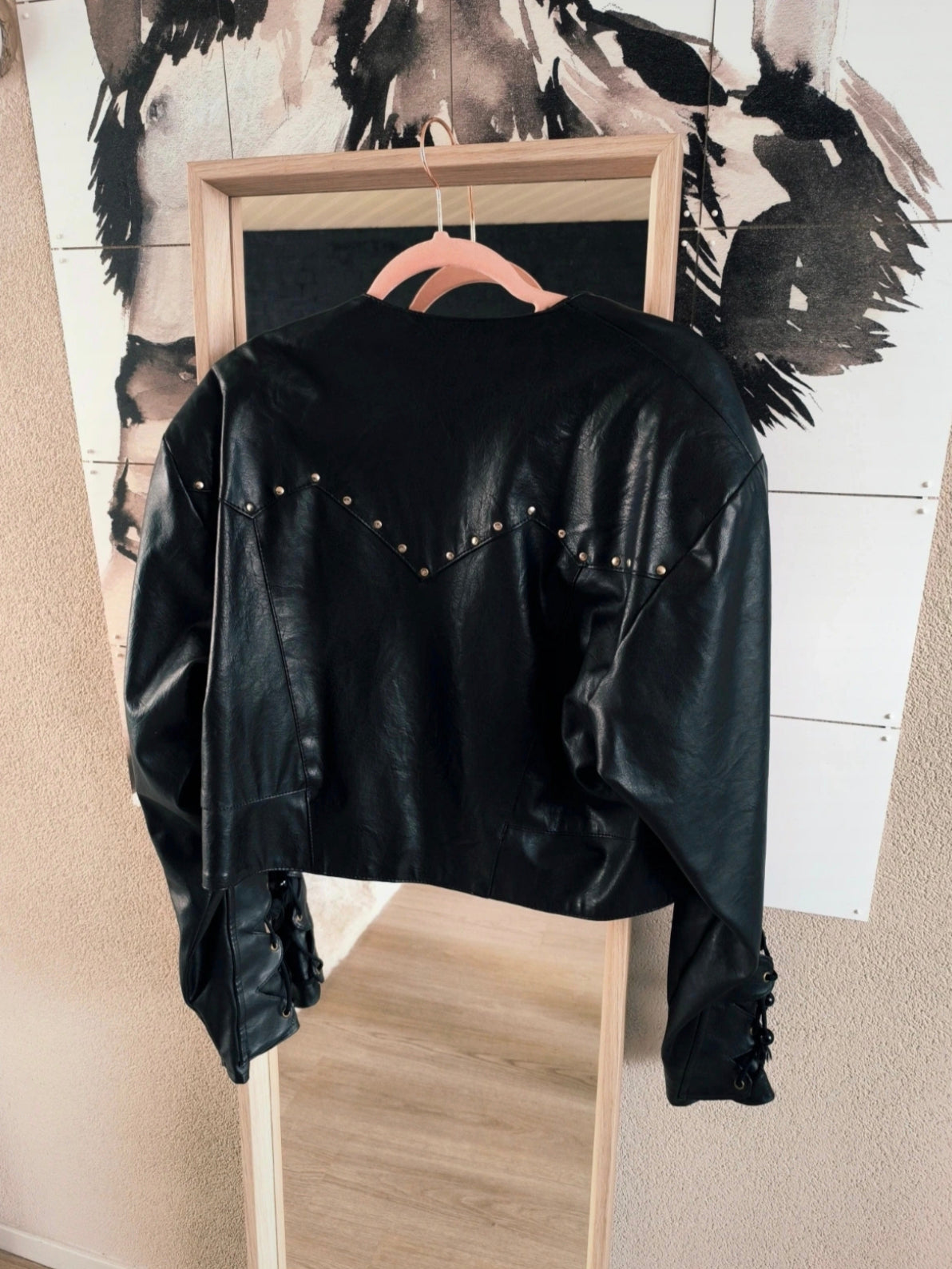 Vintage Prestige uniek lederen jack met studs zwart