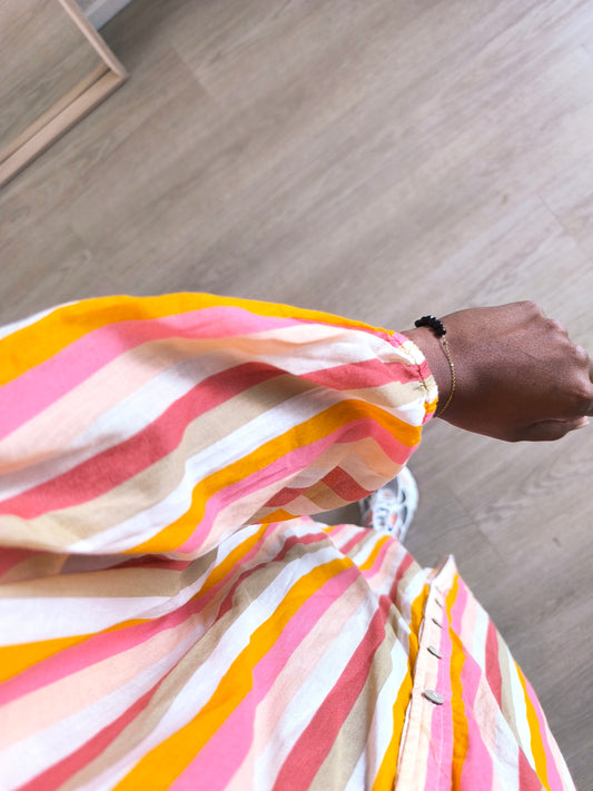 Garcia striped cotton candy  jurk