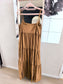 Zara popline cotton bohemian jurk cognac