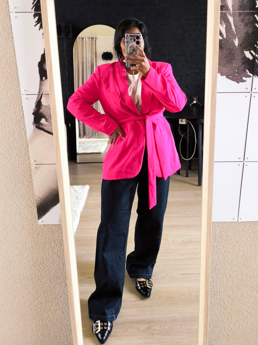 Zara belted blazer fuchsia