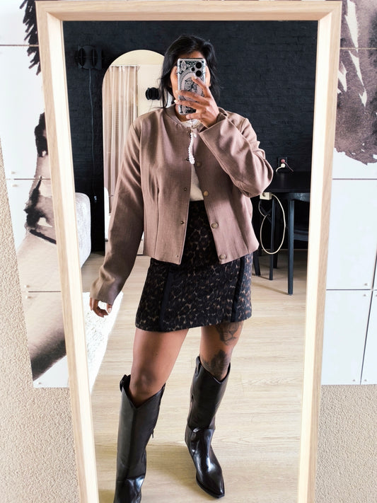 Geisha tailored bomber jacket dark taupe (B-keuze)