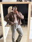 Geisha tailored bomber jacket dark taupe (B-keuze)